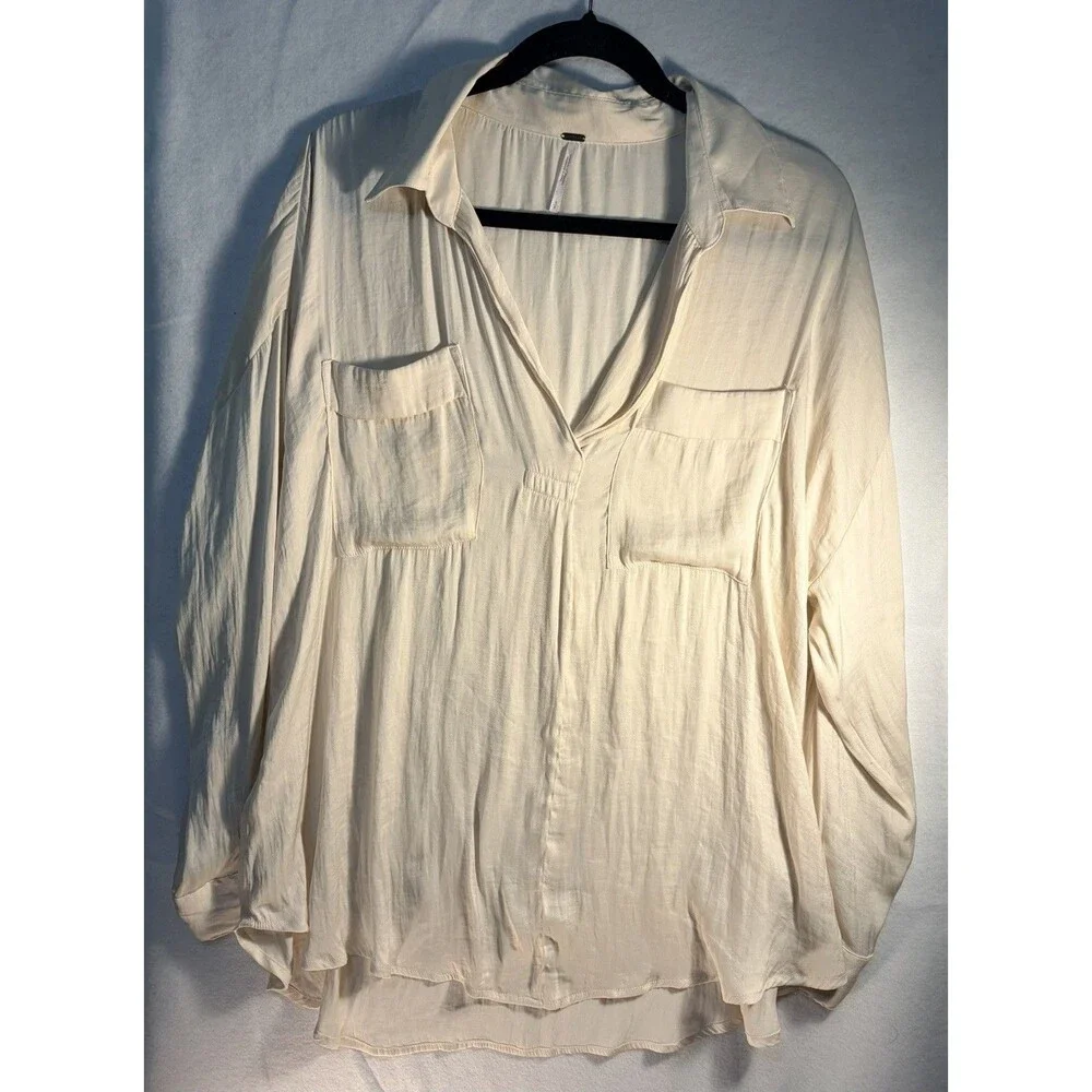 Free People Starry Dreams Shirt – Ivory Light & Breezy Blouse Women’s Size Small